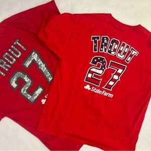 Lot-2-Mike Trout LA Angels 4th Of July USA Flag Red /Service Baseball T Shirt XL